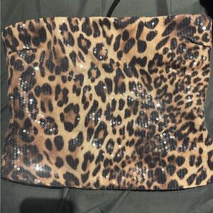 White Fox Boutique Leopard Sequin Crop Top